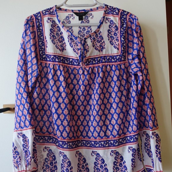 Top Mixed Paisley Print Red White Blue 0 2 4 XS - Picture 4 of 14